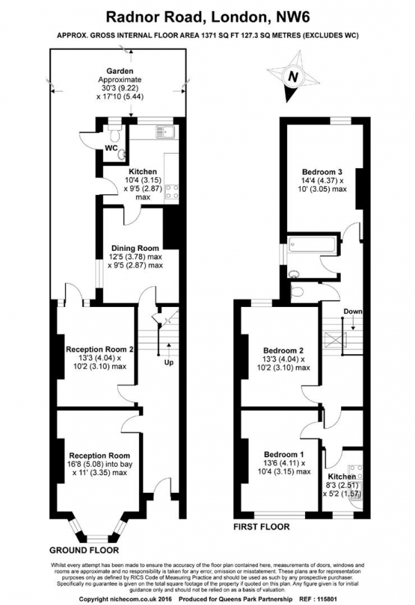 Floor Plan Image for 3 Bedroom Terraced House for Sale in Radnor Road, Queens Park