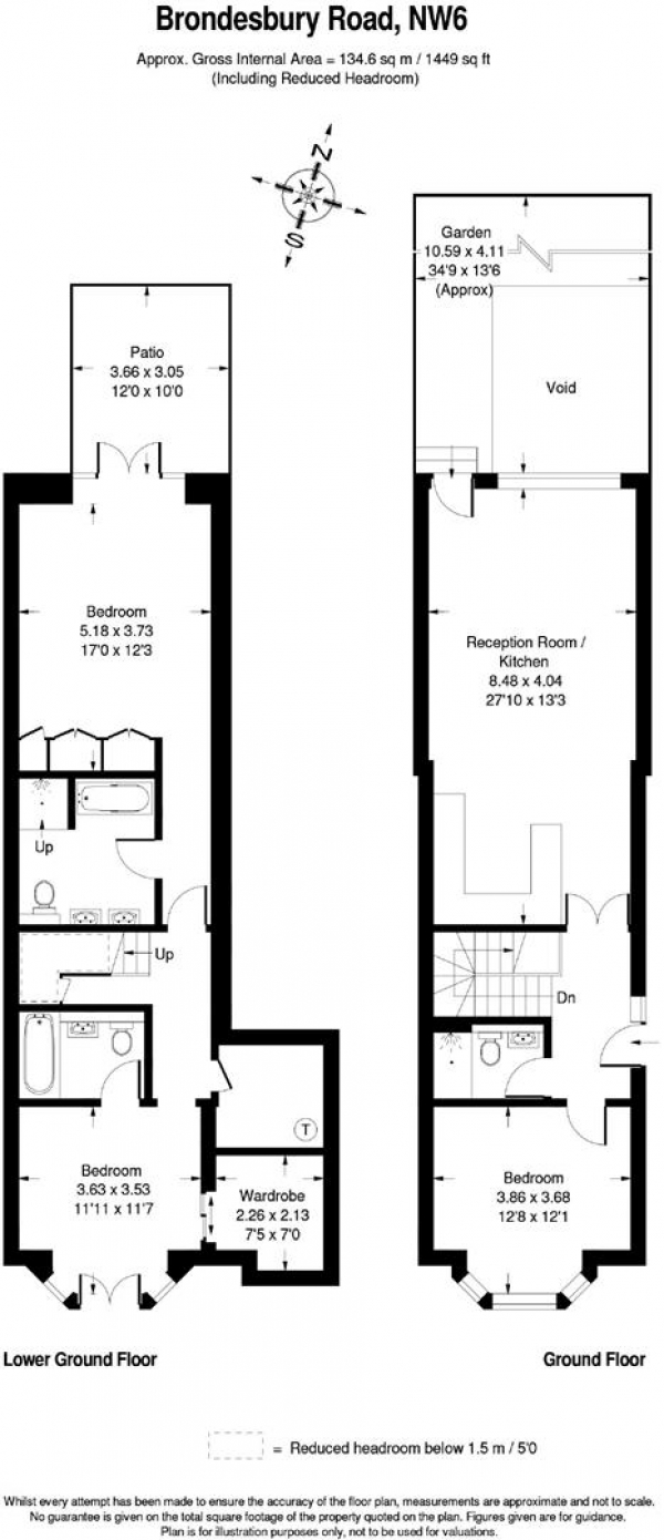 Floor Plan Image for 3 Bedroom Flat for Sale in Brondesbury Road, Queens Park