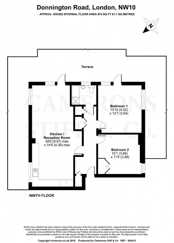 Floor Plan Image for 2 Bedroom Penthouse for Sale in Donnington Road, Brondesbury Park