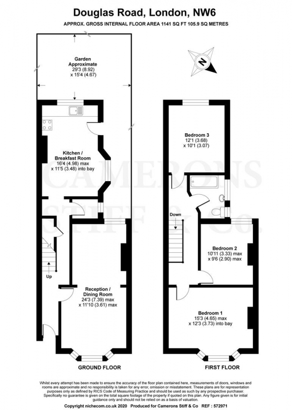 Floor Plan Image for 3 Bedroom Terraced House for Sale in Douglas Road, London