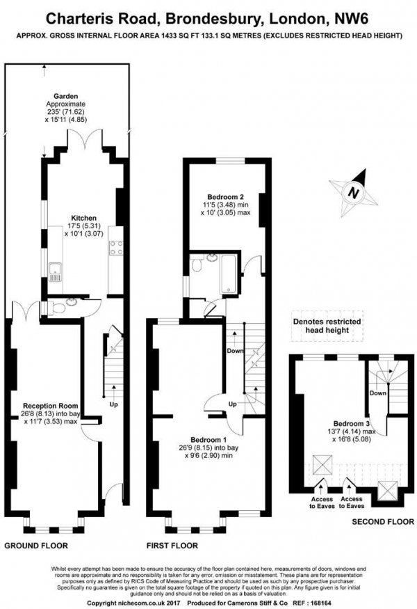 Floor Plan for 4 Bedroom Detached House for Sale in Charteris Road, London, NW6, 7EY - Guide Price &pound1,250,000