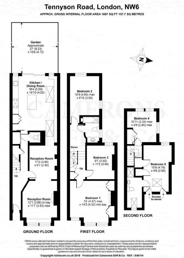 Floor Plan for 4 Bedroom Property for Sale in Tennyson Road, London, NW6, NW6, 7SA - Guide Price &pound1,500,000