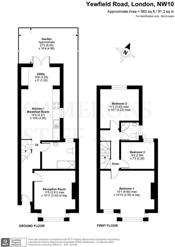 Floor Plan Image for 3 Bedroom Property for Sale in Yewfield Road, London