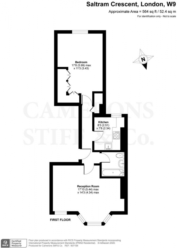 Floor Plan Image for 1 Bedroom Flat for Sale in Saltram Crescent, London W9