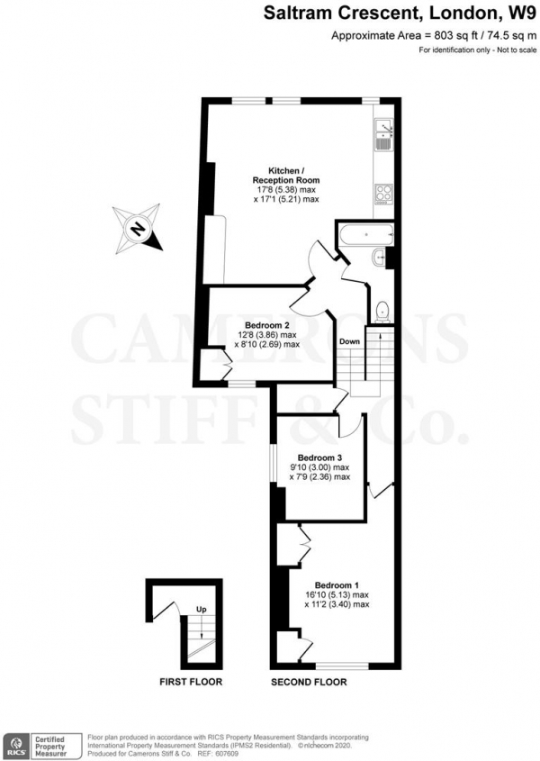 Floor Plan Image for 3 Bedroom Flat to Rent in Saltram Crescent, London