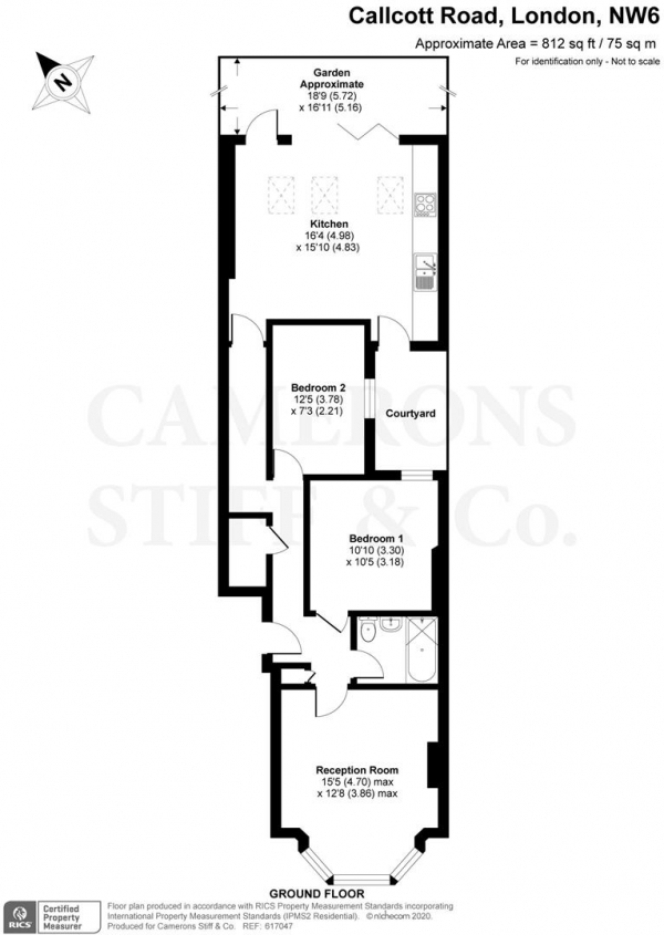 Floor Plan Image for 2 Bedroom Flat for Sale in Callcott Road, Brondesbury