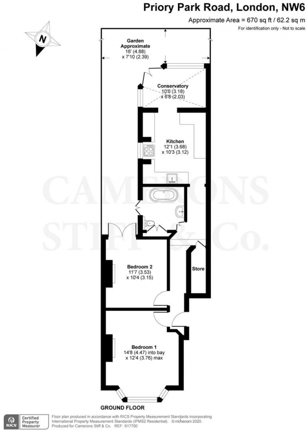 Floor Plan Image for 2 Bedroom Flat for Sale in Priory Park Road, London