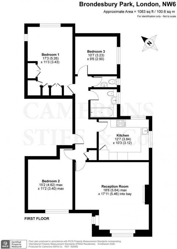 Floor Plan Image for 3 Bedroom Flat for Sale in Brondesbury Park, London