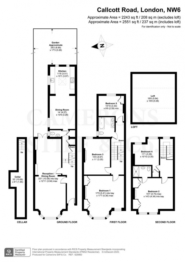 Floor Plan for 5 Bedroom Terraced House for Sale in Callcott Road, London, NW6, NW6, 7EB -  &pound1,795,000