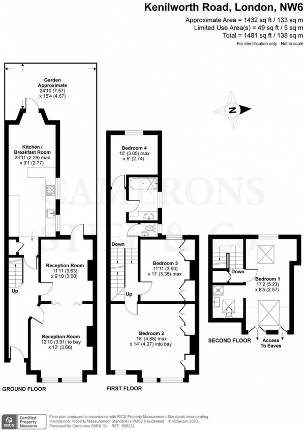 Floor Plan for 4 Bedroom Terraced House for Sale in Kenilworth Road, London,  NW6, NW6, 7HJ -  &pound1,250,000