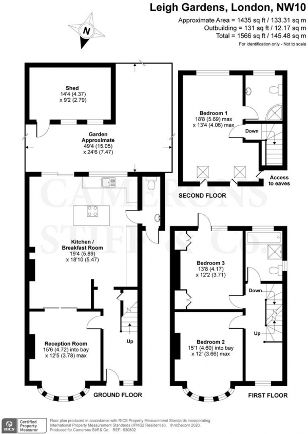 Floor Plan Image for 4 Bedroom End of Terrace House for Sale in Leigh Gardens, London NW10