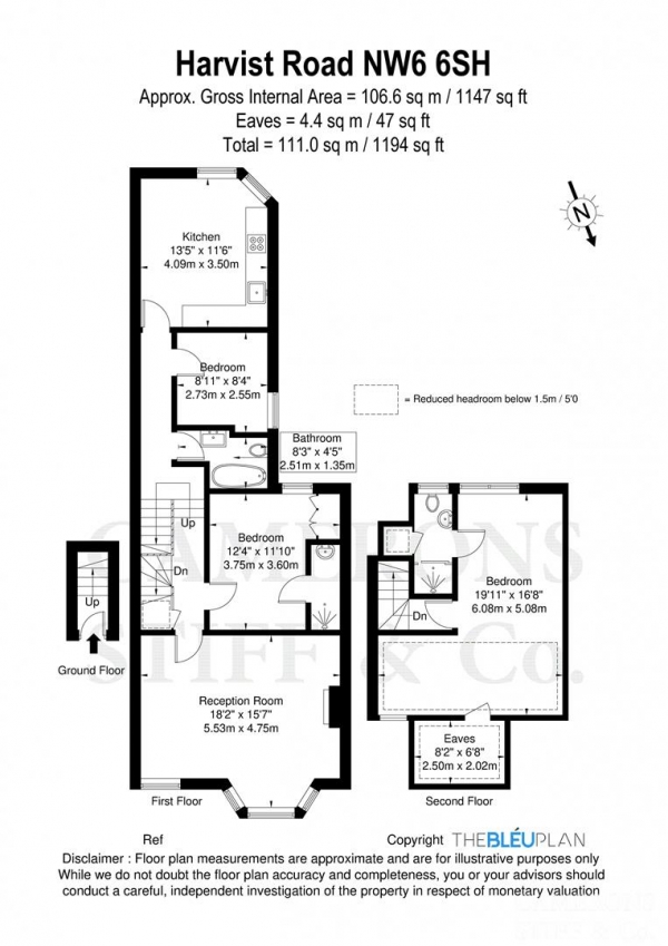 Floor Plan Image for 3 Bedroom Flat for Sale in Harvist Road, London