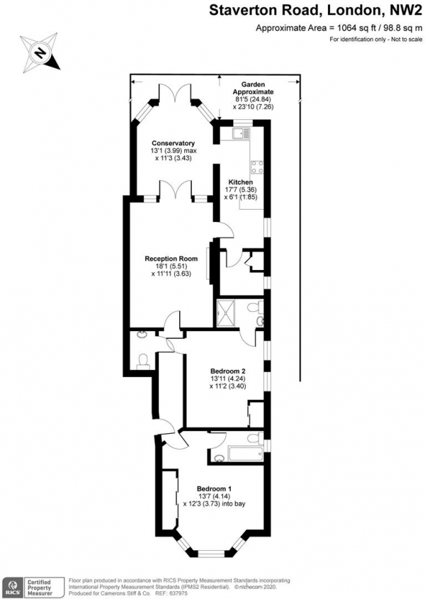 Floor Plan Image for 2 Bedroom Flat for Sale in Staverton Road, London