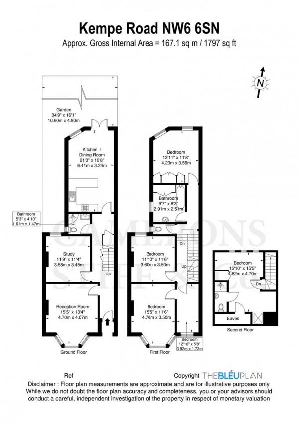 Floor Plan Image for 4 Bedroom Property for Sale in Kempe Road, London NW6