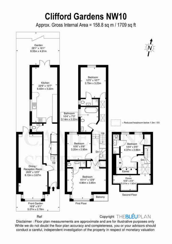 Floor Plan Image for 4 Bedroom Terraced House for Sale in Clifford Gardens, London NW10