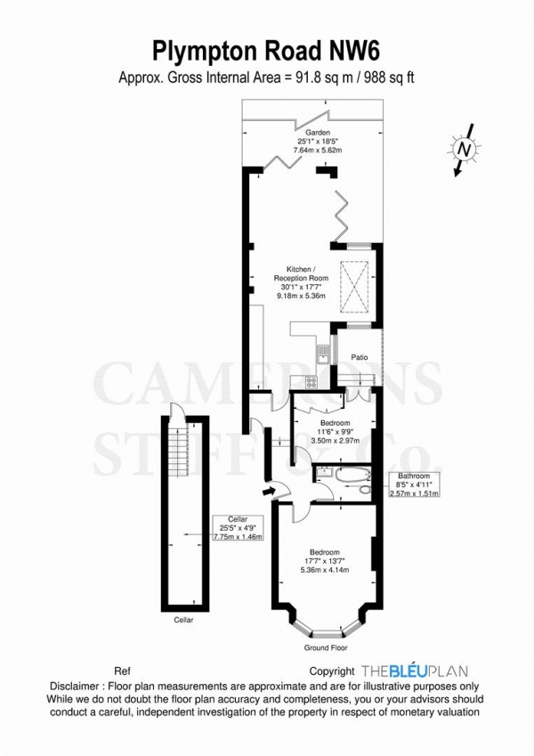 Floor Plan Image for 2 Bedroom Flat for Sale in Plympton Road, London