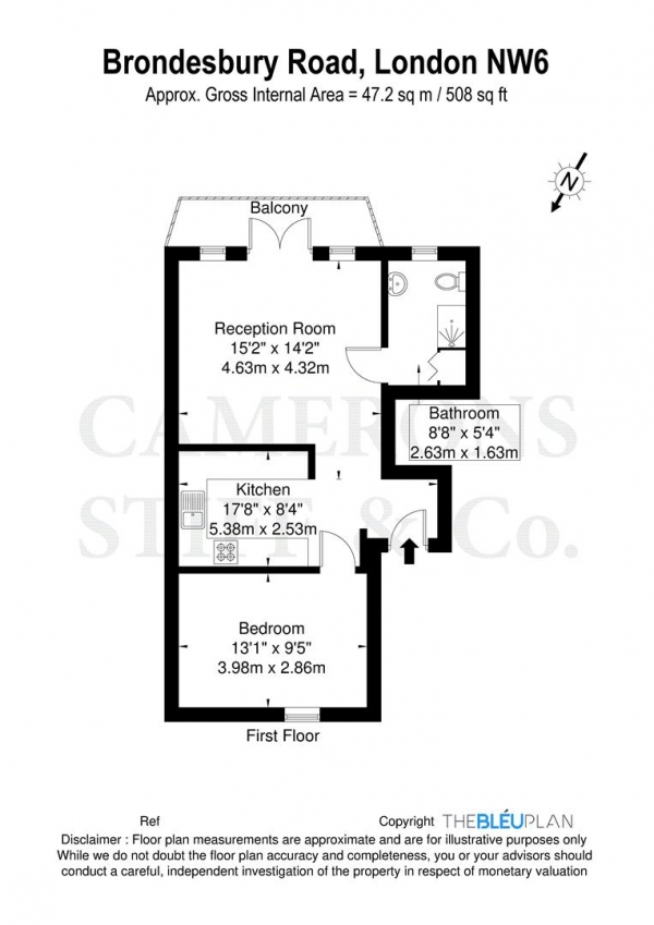 Floor Plan Image for 1 Bedroom Detached House for Sale in Brondesbury Road NW6