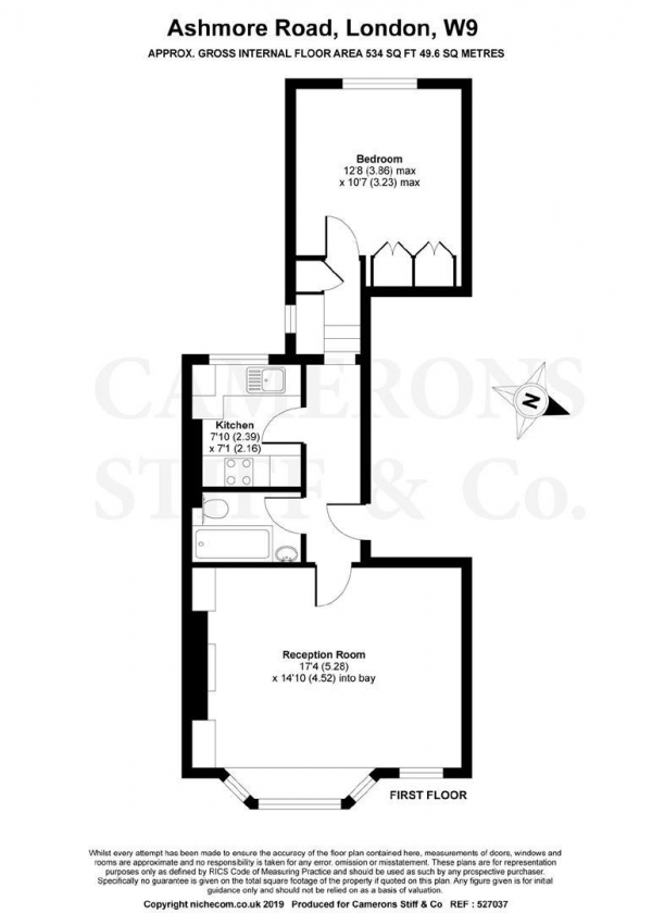 Floor Plan Image for 1 Bedroom Flat to Rent in Ashmore Road, London