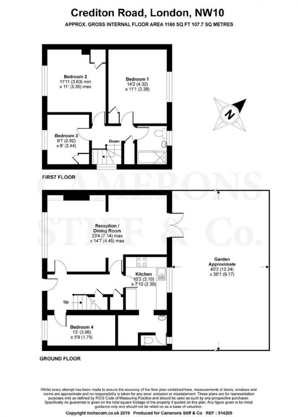 Floor Plan Image for 4 Bedroom Semi-Detached House to Rent in Crediton Road, Queens Park