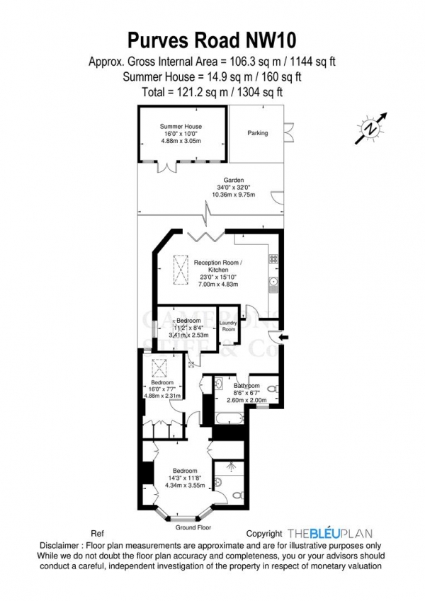 Floor Plan Image for 3 Bedroom Flat for Sale in Purves Road, London