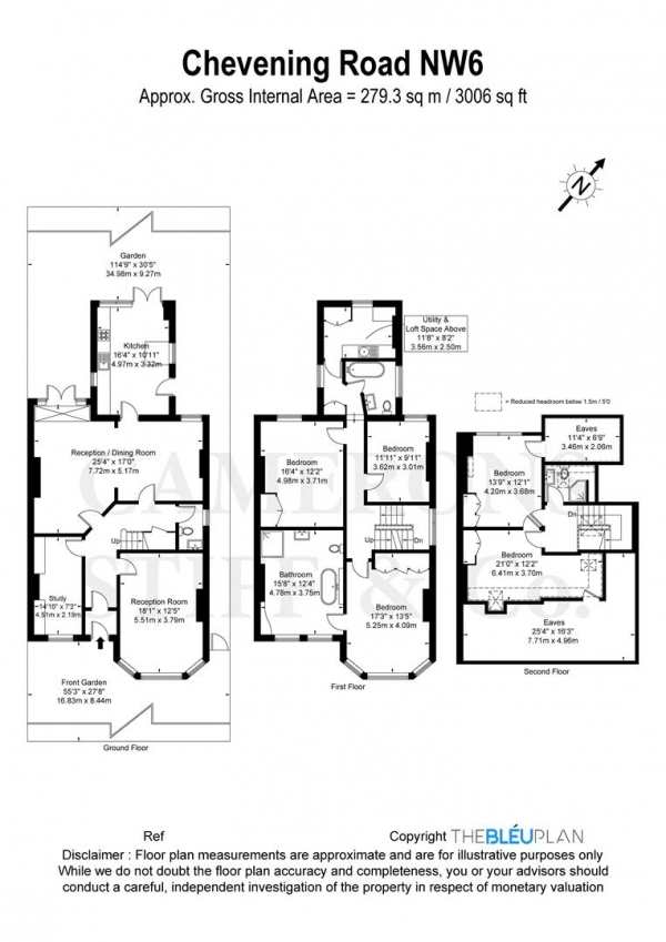 Floor Plan Image for 5 Bedroom Semi-Detached House for Sale in Chevening Road, London, NW6