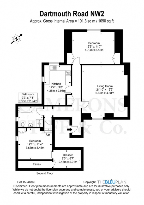 Floor Plan Image for 2 Bedroom Apartment to Rent in Dartmouth Road, London