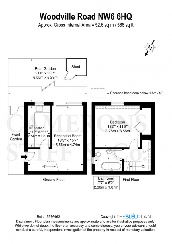 Floor Plan Image for 1 Bedroom Property for Sale in Woodville Road, London NW6