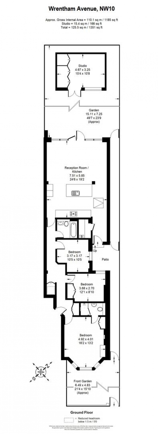 Floor Plan Image for 3 Bedroom Flat for Sale in Wrentham Avenue, London, NW6