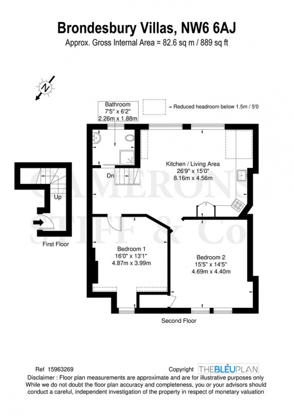 Floor Plan Image for 2 Bedroom Flat for Sale in Brondesbury Villas, London NW6