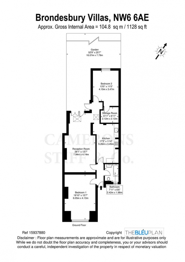 Floor Plan Image for 2 Bedroom Flat for Sale in Brondesbury Villas, London NW6