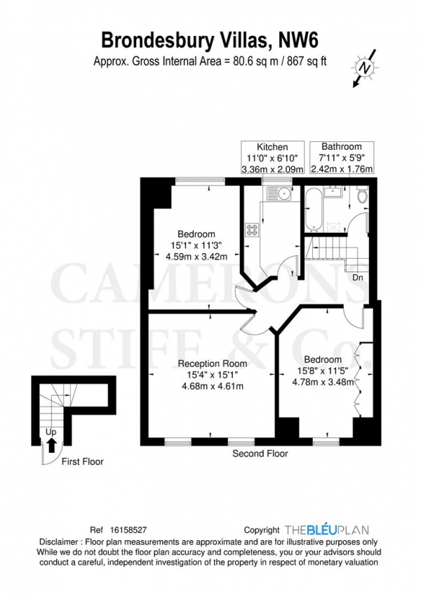 Floor Plan Image for 2 Bedroom Flat for Sale in Brondesbury Villas, London