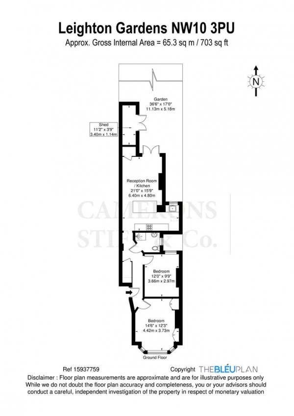 Floor Plan Image for 2 Bedroom Flat for Sale in Leighton Gardens, London NW10