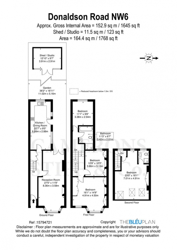 Floor Plan Image for 4 Bedroom Terraced House to Rent in Donaldson Road, London, NW6
