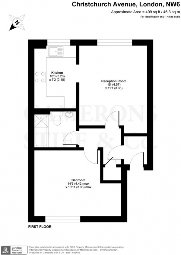 Floor Plan Image for 1 Bedroom Flat to Rent in Redwood Court, London