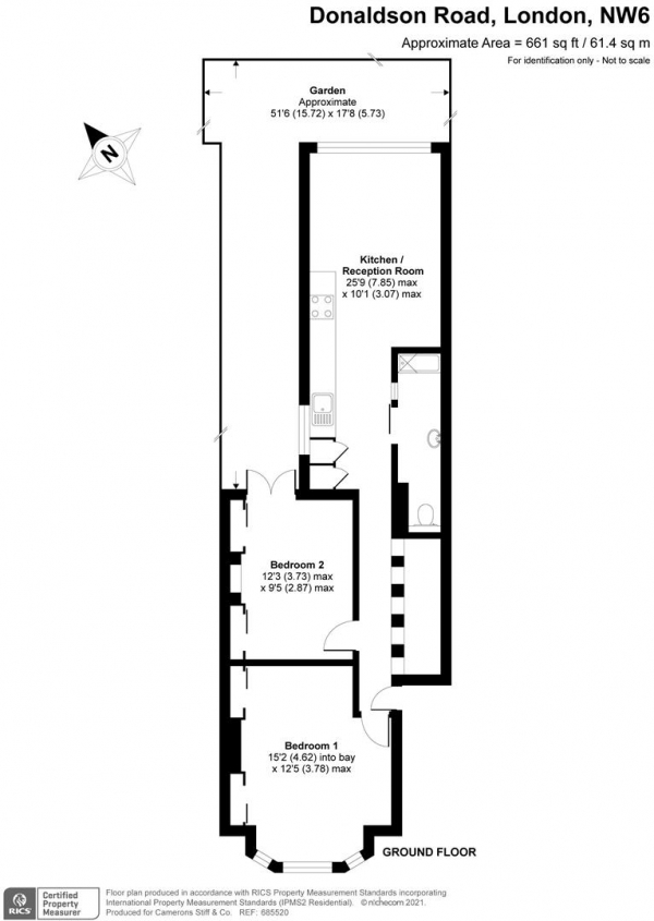 Floor Plan Image for 2 Bedroom Flat for Sale in Donaldson Road, London NW6