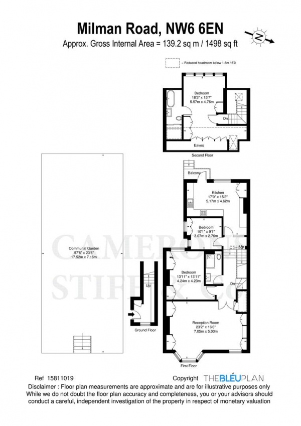 Floor Plan Image for 3 Bedroom Flat for Sale in Milman Road, London NW6