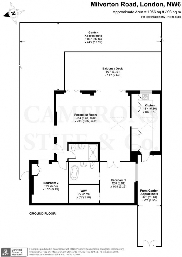 Floor Plan Image for 2 Bedroom Flat for Sale in Milverton Road, London NW6