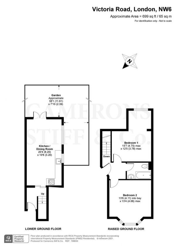 Floor Plan Image for 2 Bedroom Flat for Sale in Victoria Road, London NW6