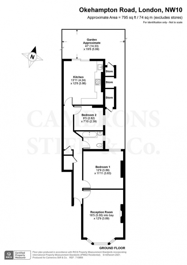 Floor Plan Image for 2 Bedroom Flat for Sale in Okehampton Road, London NW10