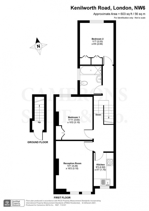 Floor Plan Image for 2 Bedroom Flat for Sale in Kenilworth Road, London NW6