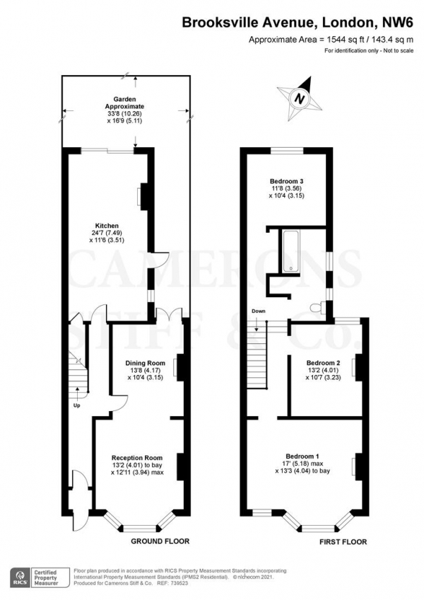 Floor Plan Image for 3 Bedroom Semi-Detached House for Sale in Brooksville Avenue, London