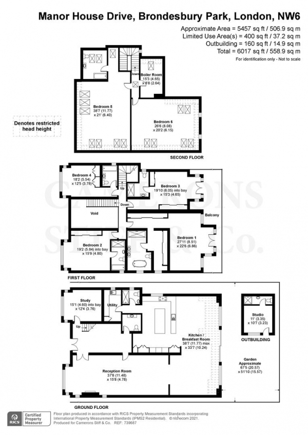 Floor Plan Image for 6 Bedroom Detached House for Sale in Manor House Drive, London