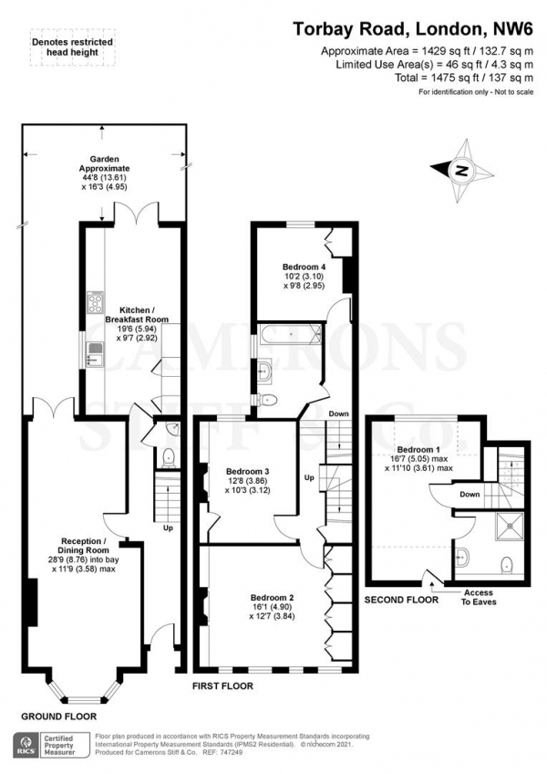 Floor Plan Image for 4 Bedroom Property for Sale in Torbay Road, London