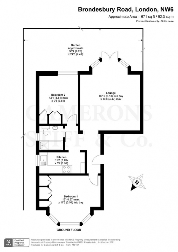 Floor Plan Image for 2 Bedroom Flat for Sale in Brondesbury Road, London