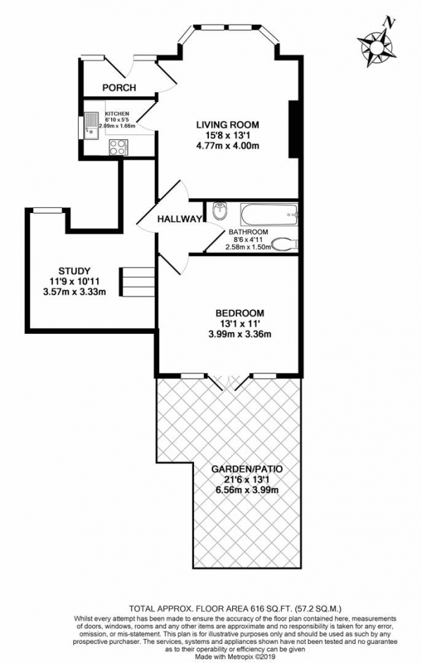 Floor Plan Image for 2 Bedroom Flat for Sale in Brondesbury Road, London