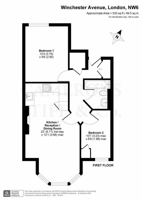 Floor Plan Image for 2 Bedroom Flat for Sale in Winchester Avenue, London