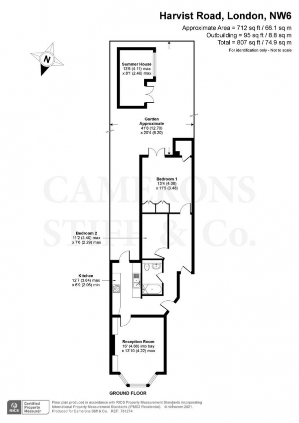 Floor Plan Image for 2 Bedroom Flat for Sale in Harvist Road, Queens Park