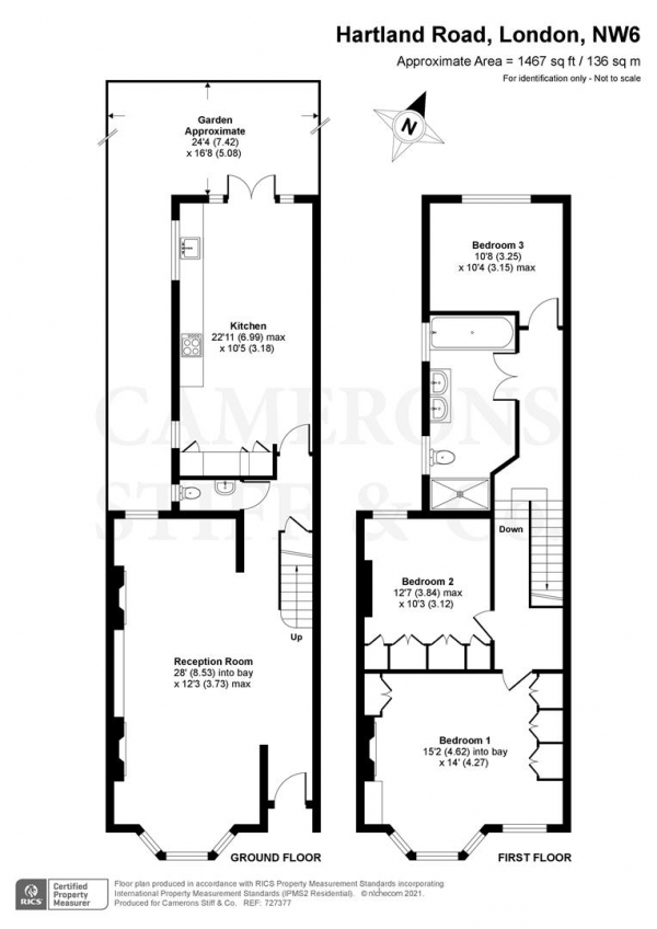 Floor Plan Image for 3 Bedroom Terraced House for Sale in Hartland Road, London, NW6