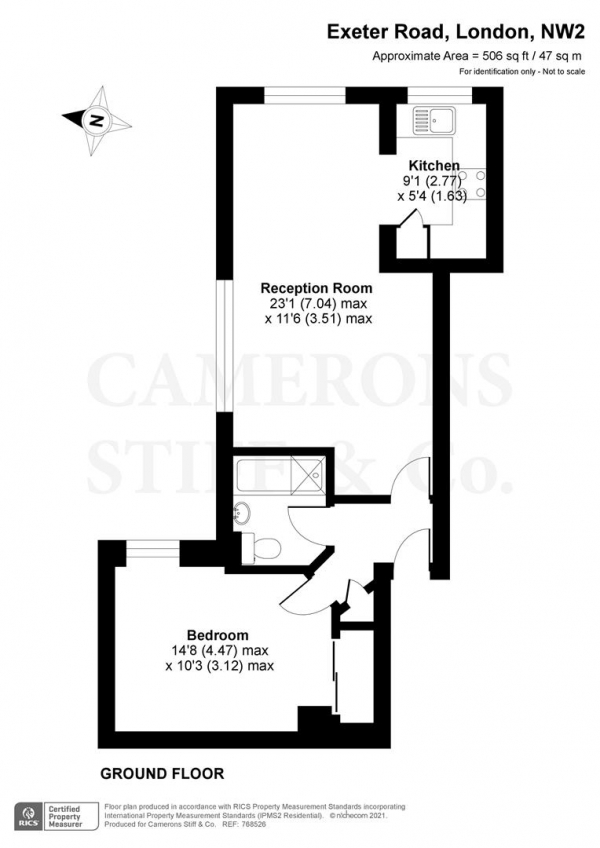 Floor Plan Image for 1 Bedroom Flat for Sale in Exeter Road, London