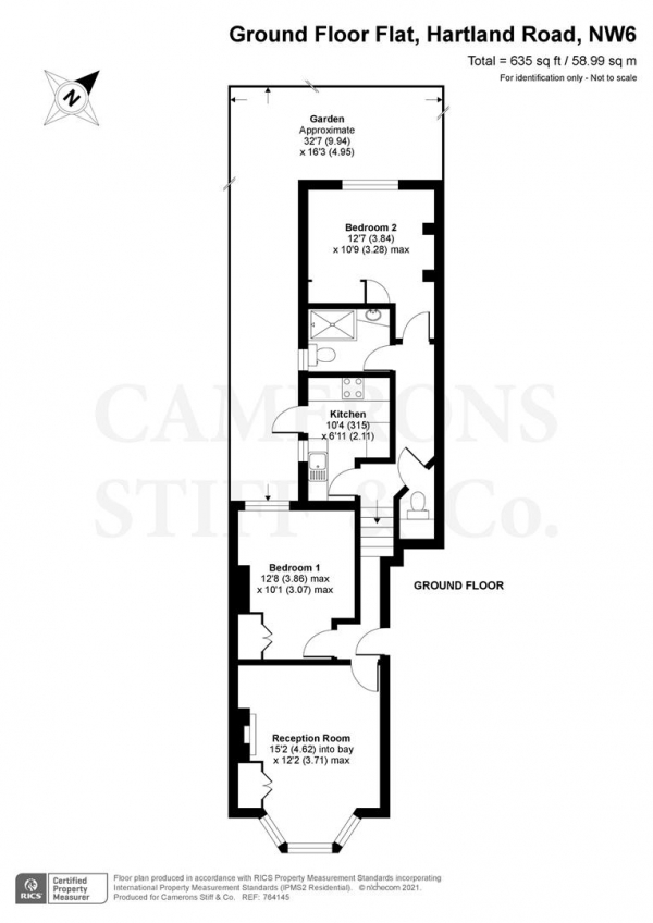 Floor Plan Image for 2 Bedroom Flat for Sale in Hartland Road, London